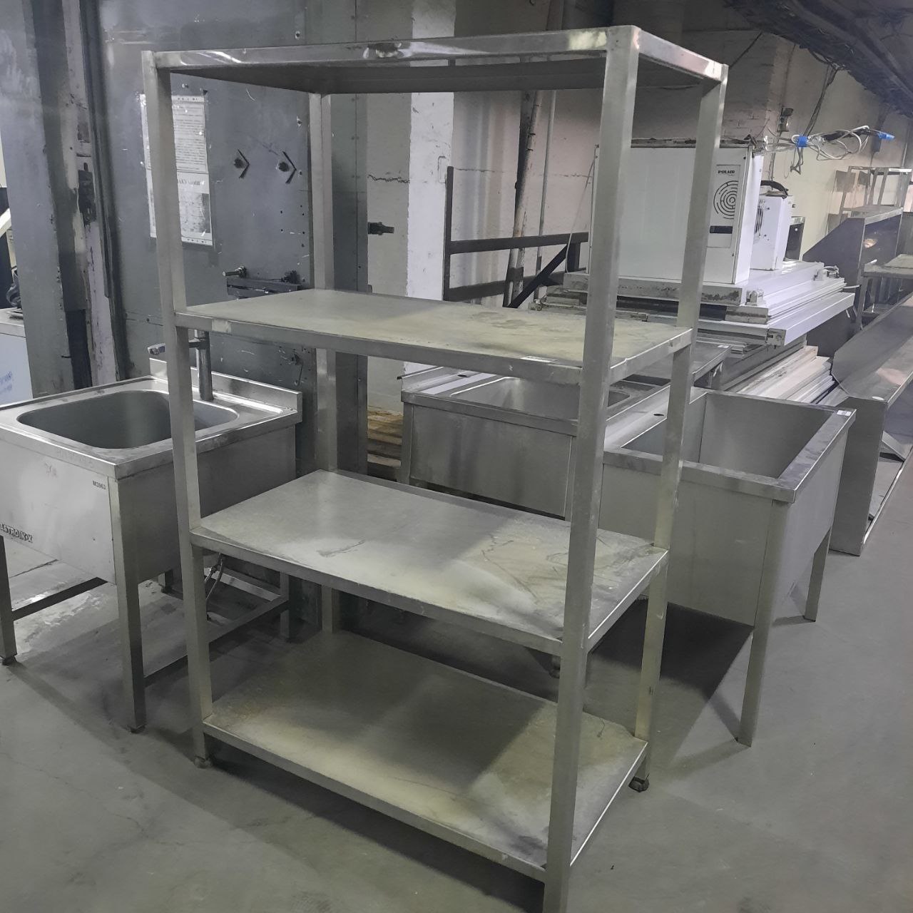 Стеллаж нерж ПФ 4П 110/60/180 - компания Кормилец