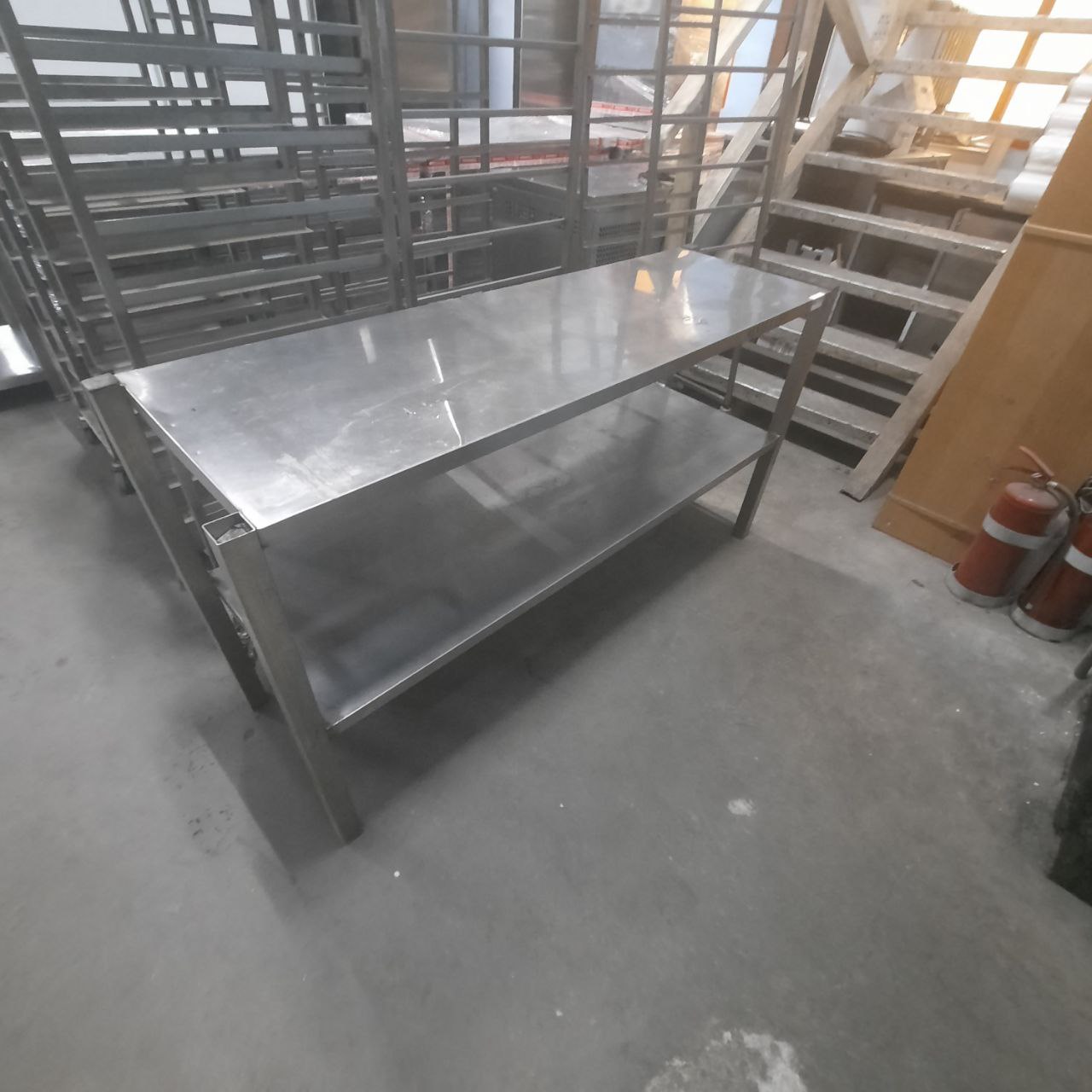 Стол нерж ПФ 45*150*80 борт полка - компания Кормилец