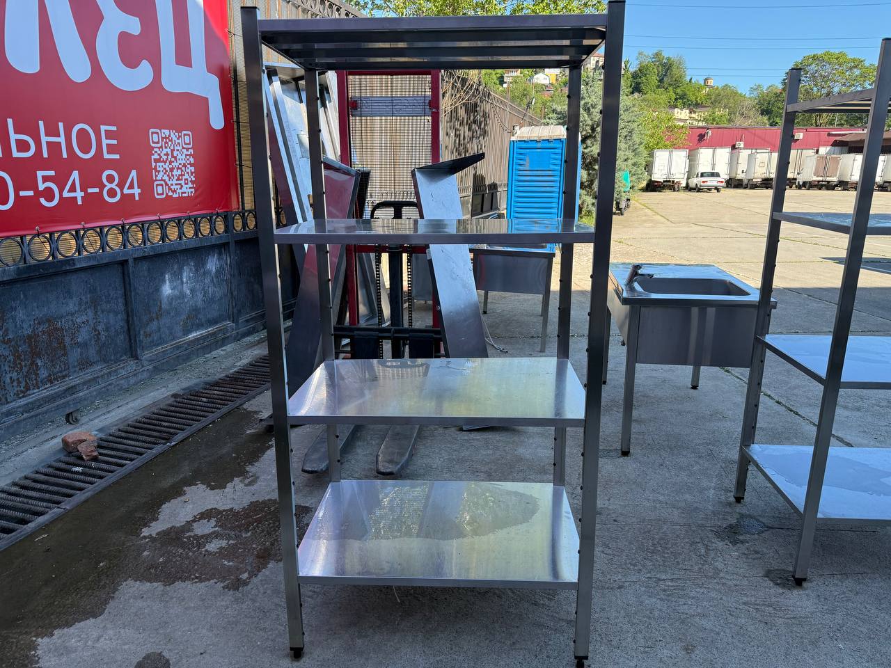 Стеллаж из нержавейки 4 полки 900/600/1800 - компания Кормилец